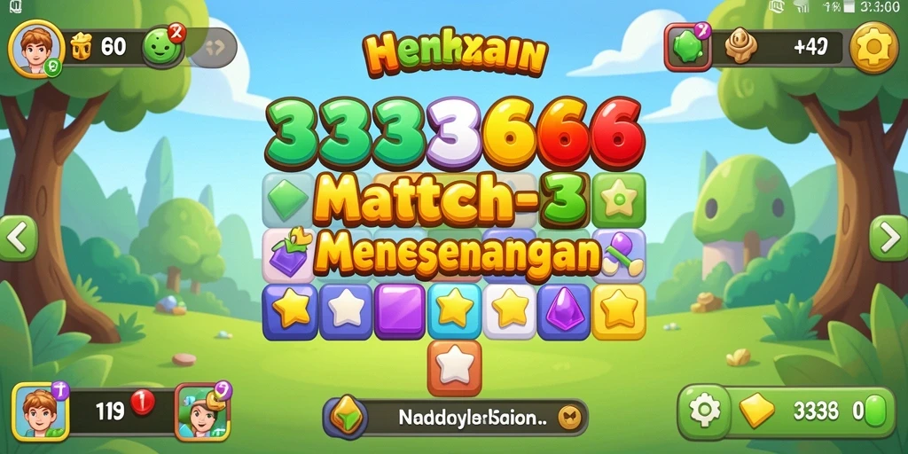 Tangkapan layar menunjukkan keseruan gameplay Match-3 di 333666.