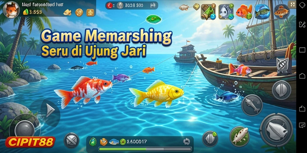 Screenshot menampilkan gameplay seru dari CIPIT88 saat memancing ikan besar.