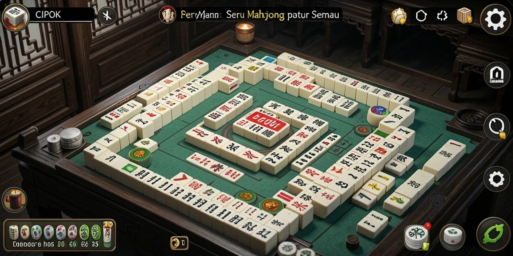 Tampilan gameplay <strong>CIPOK</strong> yang seru dan menantang dalam permainan Mahjong.