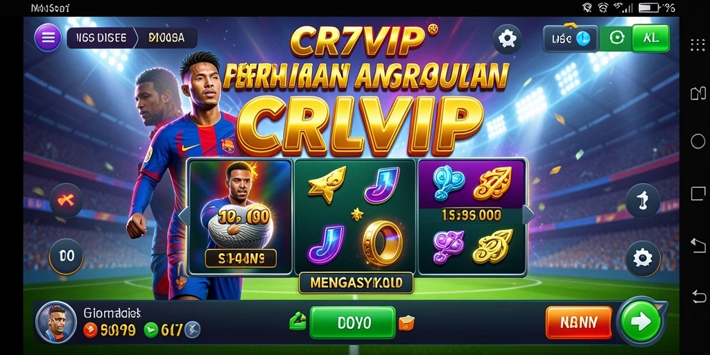 Tampilan gameplay menakjubkan dari slot CR7VIP yang penuh warna.