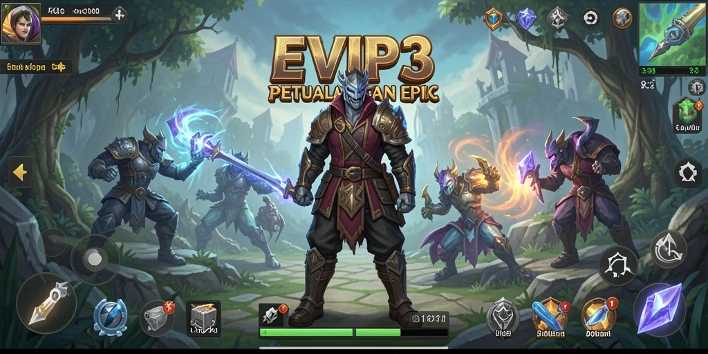Tampilan gameplay <strong>EVIP3</strong> menunjukkan pertempuran epik dan eksplorasi dunia yang luar biasa.