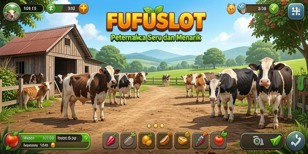 Tangkapan layar FUFUSLOT menampilkan gameplay berkebun yang penuh warna.