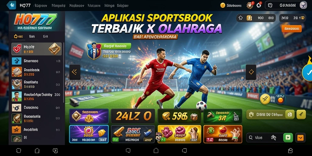 Tampilan antarmuka aplikasi HO777 dengan fitur taruhan Sportsbook.