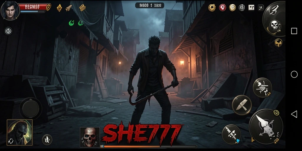 Tampilan gameplay menegangkan di dalam dunia Horror yang gelap.
