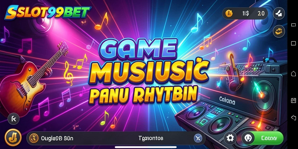 Screenshot gameplay <strong>SLOT99BET</strong> menampilkan kombinasi musik dan slot yang menghibur.